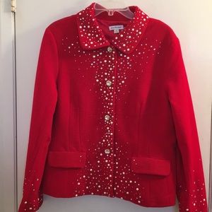 Red Dressy jacket with rhinestones.